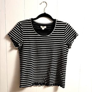 Madewell ~ Short Sleeve, Knit, Black & White Stripped T-Shirt